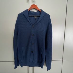 Saks Fifth Avenue brand 100% merino wool navy blue cardigan